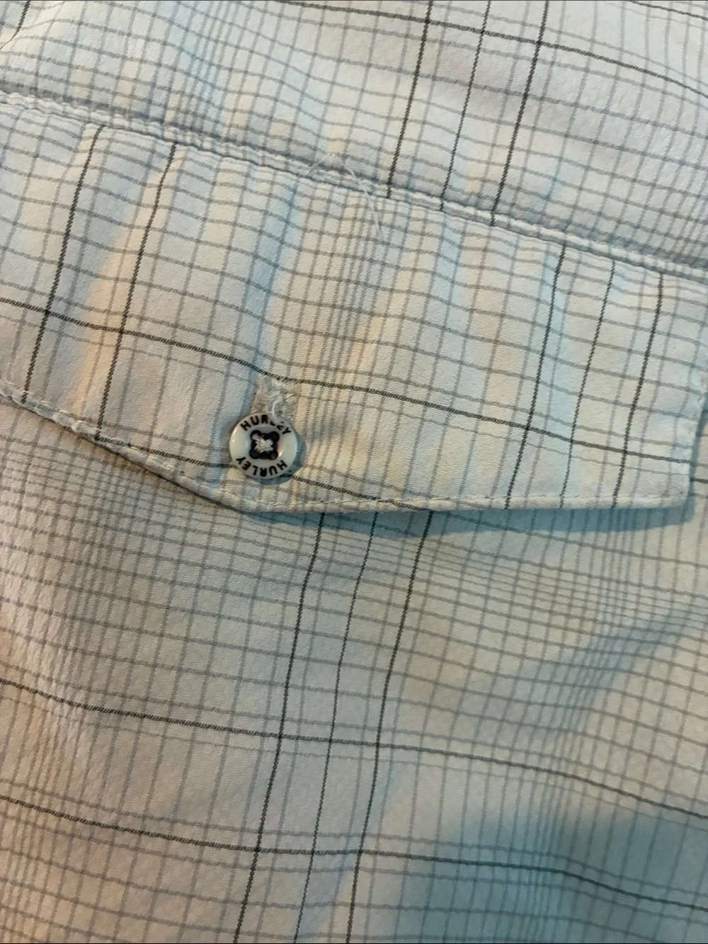 Hurley Size 29-16 Boys Plaid Casual Shorts - White/Gray